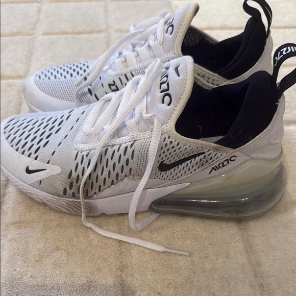 Nike Air Max 270 White and Black Sneakers - Picture 3 of 5
